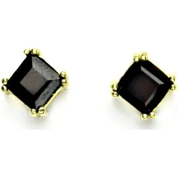 Drahý kámen Zlaté náušnice, žluté zlato, náušnice s granátem, přírodní granát, NŠ 1257