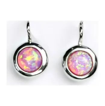 Náušnice Zlaté náušice, bílé zlato, syntetický růžový opál, NK 1471