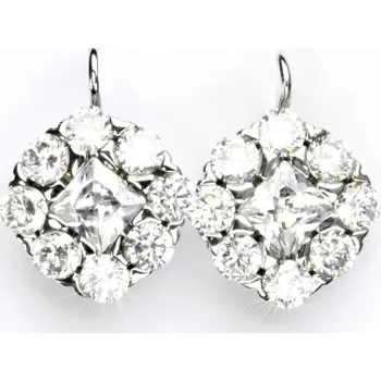 Náušnice Zlaté náušnice, bílé zlato, čiré zirkony - VE 47 (Zlaté náušnice se zirkony)