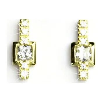 Náušnice Zlaté náušnice s čirými zirkony, žluté zlato - VE 69