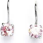 Zlaté náušnice s růžovým zirkonem, bílé i žluté zlato - VE 30