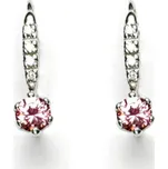 Zlaté náušnice, bílé i žluté zlato,zirkony čiré a pink, náušnice ze zlata - VE 10