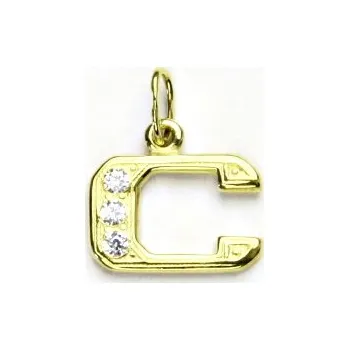 Přívěsek Zlatý přívěsek, žluté zlato, čiré zirkony, písmenko C , P 1106
