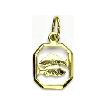 Přívěsek Zlatý přívěsek, žluté zlato, ryby, znamení zvěrokruhu - P 127 (zlaté měsíční znamení)