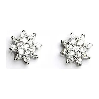 Náušnice Zlaté náušnice, bílé i žluté zlato, kytička, náušnice se zikrony, kytka, VE 50A