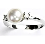 Zlatý prsten, přírodní říční perla bílá, bílé i žluté zlato - T 1207