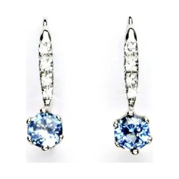 Náušnice Zlaté náušnice, bílé i žluté zlato, náušnice se zirkony bílé a modré barvy - VE 10