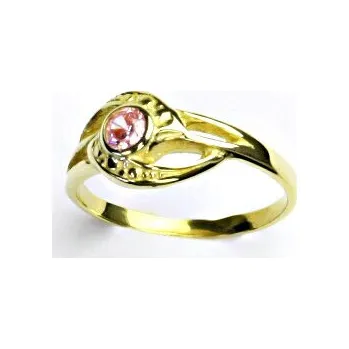 Prsten Zlatý prstýnek, žluté i bílé zlato, růžový zirkon - T 1041