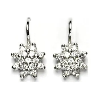 Náušnice Zlaté náušnice, bílé zlato, kytičky, zirkony, náušnice ze zlata, VE 50