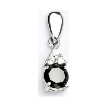 Přívěsek Zlatý přívěsek, bílé i žluté zlato, čiré zirkony a black zirkon 6 mm - VP 126 (zirkon 6 mm)