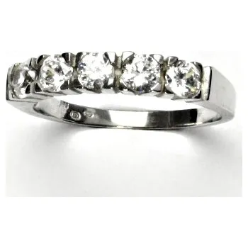 Prsten Zlatý prsten, bílé i žluté zlato, čiré zirkony - T 1270 (Zlatý prsten se zirkony)