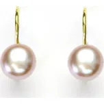 Zlaté náušnice, růžová přírodní říční perla, žluté i bílé zlato - NK 1183 7,5 mm (perla 7,5 mm)