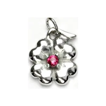 Přívěsek Zlatý přívěsek čtyřlístek ,zirkon rubín, bílé i žluté zlato - P 219 (Zlatý čtyřlístek)