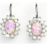 Zlaté náušnice Kate, bílé i žluté zlato,synt. růžový opál., čiré zirkony, NK 1480
