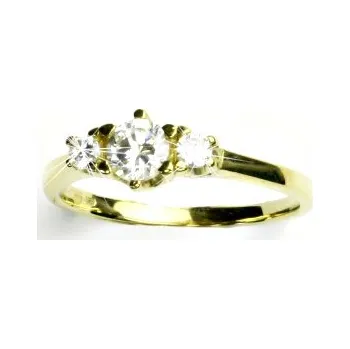 Prsten Zlatý prsten, žluté zlato, prstýnek s čirými zirkony, T 1264