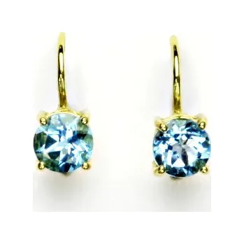 Drahý kámen Zlaté náušnice, žluté i bílé zlato, přírodní topaz swiss - NK 1250 (topaz 6 mm)
