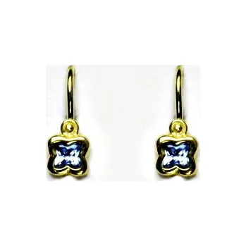 Náušnice Zlaté náušnice, dětské, akvamarin, žluté zlato, náušnice ze zlata, VE 176