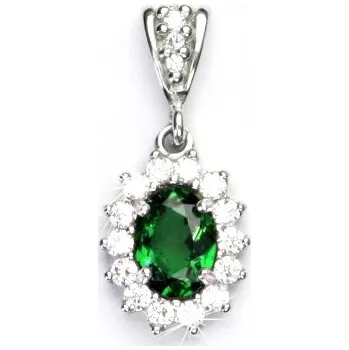 Přívěsek Zlatý přívěsek Kate, bílé i žluté zlato, zirkon emerald, čiré zirkony, P 1507/2