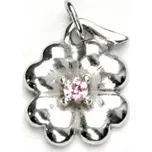 Zlatý přívěsek čtyřlístek, pink zirkon, bílé i žluté zlato - P 219 (Zlatý čtyřlístek)