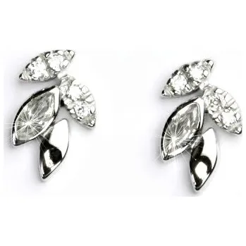 Náušnice Zlaté náušnice, bílé zlato, náušnice se zirkony, čiré zirkony, VE 87