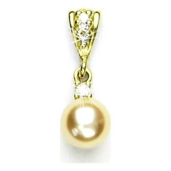 Přívěsek Zlatý přívěsek, přírodní říční perla lososová 8 mm, žluté zlato, P 1207/2
