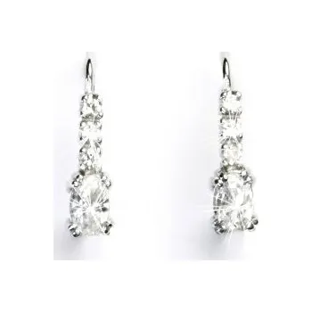 Náušnice Zlaté náušnice, bílé zlato, náušnice s čirými zirkony, VE 15