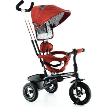 Dětská tříkolka Tříkolka s vodící tyčí a stříškou - červená (Tříkolka. Tříkolka s vodící tyčí a stříškou)