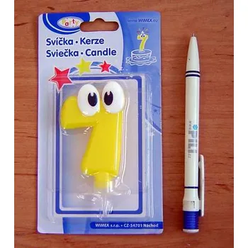 Dortová svíčka Svíčka číslo 7 se stojánkem a upřeným pohledem