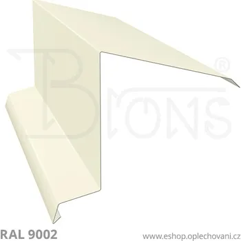 Střešní lemovaní Závětrná lišta na pultovou střechu rš 333 šedobílá