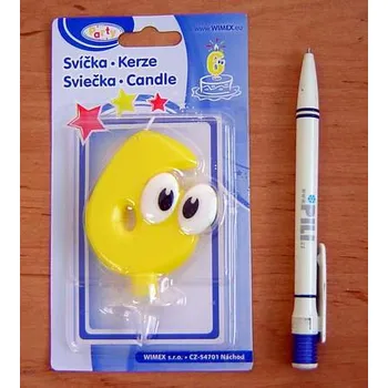 Dortová svíčka Svíčka číslo 6 se stojánkem a upřeným pohledem