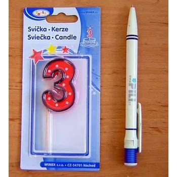Dortová svíčka Svíčka na špejli číslo 3