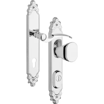 Dveřní kování ROSTEX Bezpečnostní kování BK R1 Ozdobné Provedení: M PZ RE (klika pravá/madlo pro FAB), Rozteč: 92 mm, Povrch: Nerez chrom (0100)