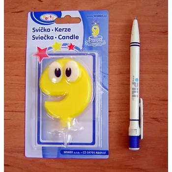 Dortová svíčka Svíčka číslo 9 se stojánkem a upřeným pohledem