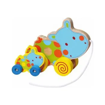 Dřevěná hračka HM Studio Hroši dřevění tahací