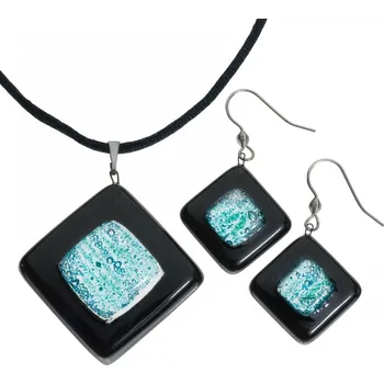Souprava šperků Souprava skleněných šperků černo-tyrkysová NIGHT OWL - 0802