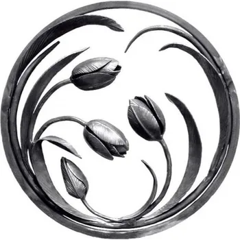 Zábradlí ornament tulipán 3925 - kovaný ozdobný prvek, kruh ø 385 mm, 12 x 12 mm