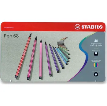 Stabilo Pen 68 40 barev v plechovém pouzdře
