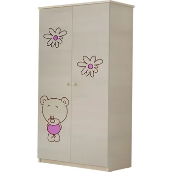 Dětská skříň Šatní skříň Medvídek - Růžová
