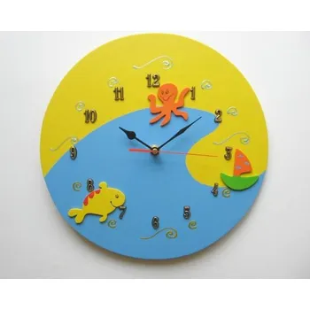 Hodiny Dětské dřevěné hodiny Moře běžný mechanismus