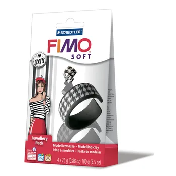Modelovací hmota Staedtler Fimo soft diy šperková sada černá a bílá
