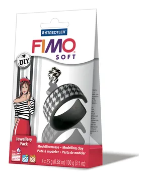 Modelovací hmota Staedtler Fimo soft diy šperková sada černá a bílá