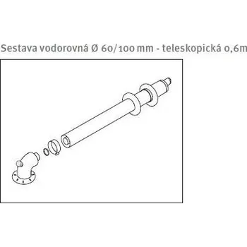 Kouřovod PROTHERM Sestava vodorovná Ø 60/100mm, teleskopická, 0,6 m