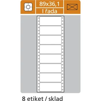 Kancelář etikety s perforací jednořadé 89x36,1 mm, 4 000ks
