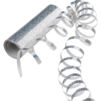 Party dekorace Serpentýny holografické stříbrné 4 m 350036