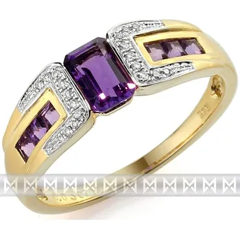 Prsten Luxusní zlatý prsten s pravými diamanty a fialovým ametystem 3811725 (3811725 - POŠTOVNÉ ZDARMA!!! velikost libovolná)