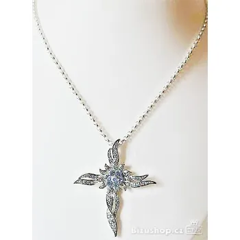 Náhrdelník Bohatě zdobený masivní kříž z českými sklenněnými kameny