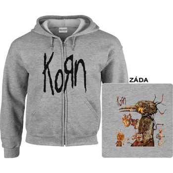 Pánská mikina Korn - mikina s kapucí a zipem šedá