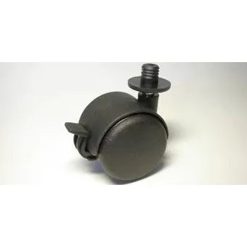 Pojezdové kolečko Nábytkové kolečko typu BA + čep v plast. pouzdře 12,3x12mm, celoplast., pr. 50, černé, brzda