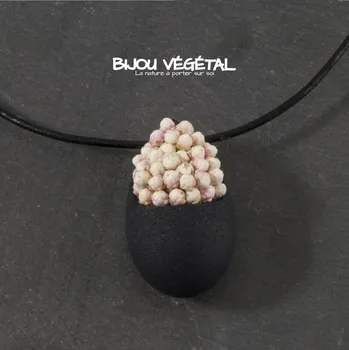 Náhrdelník Živé šperky - Náhrdelník Slza černý s trvalými bílými květy