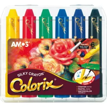 Výtvarná barva Amos Colorix krajony, rozmývatelné barvy, 6ks v pouzdře 1603 - 2 POSLEDNÍ KUSY -